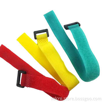 Hook-and-loop strap with buckle